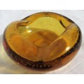 Vintage Murano glass ashtray or bowl Olive green hand blown glass 60s