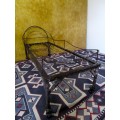 WOW A GORGEOUS ANTIQUE CHILDREN'S BED WITH A FLIP DOWN FOR A MOSQUITO NETT ON ORIGANAL CASTERS
