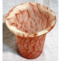 This beautiful pink/peach Murano glass vase is flecked which overall give a beautiful color 1.1kg