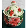 A STUNNING FLORAL VICTORIAN ROSE SUGAR BOWL BY WILLIAM JAMES -