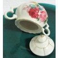A ELGANT & STYLISH SUGAR BOWL AN SAUCER BEAUTIFULLY DECORATED WITH PINK ROSES -