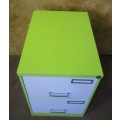 A BEAUTIFUL FUNKED UP TWO DRAWER METAL FILING CABINET - FROM DRAB TO FAB