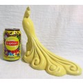A GORGEOUS GLASED YELLOW PEACOCK FIGURINE BY WEST COAST POTTERY CALIE 474
