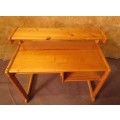 A LOVELY SOLLID WOOD DESK WITH A PULL OUT TRAY FOR YOUR KEYBOARD