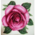 This cake or sandwich plate by Royal Grafton is so pretty with green porcelain and a large Pink Rose