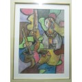 A STUNNING PETER SIBEKO WITH A DOUBLE SIGNATURE LOVE THE MIXED PASTEL COLORS