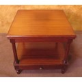 AN ELGANT & STYLISH TWO TIER SQUARE COFFEE TABLE WITH A DRAWER & STUNNING REGENCY STYLE LEGS -