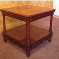 AN ELGANT & STYLISH TWO TIER SQUARE COFFEE TABLE WITH A DRAWER & STUNNING REGENCY STYLE LEGS -