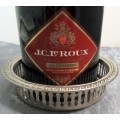Two Vintage silver plated engraved, galleried champagne or wine bottle coaster