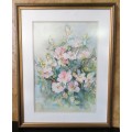 A GORGEOUS FRAMED WATER COLOR BY THELLY 1991 FOR THAT COTTAGE STYLE DECOR