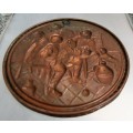 A MARVELOUS HAMMERED COPPER DECORATIVE PLATE WITH KITCHEN SCEEN - COUNTRY COTTAGE STYLE
