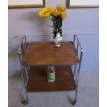 AN AMAZING VINTAGE FOLD UP DRINKS TROLLEY ON CASTERS