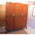 A MARVELOUS LARGE VINTAGE 3 DOOR WARDROBE LOVE THE DETAIL ON THE DOORS - SUPPLIED BY BLOOMS FURNITUR