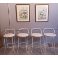 FOUR FANTASTIC VINTAGE STEEL HIGH CHAIRS - PERFECT FOR KITCHEN OR VINTAGE BAR