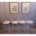FOUR FANTASTIC VINTAGE STEEL HIGH CHAIRS - PERFECT FOR KITCHEN OR VINTAGE BAR