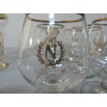 Bottoms up, mid century style! These 6 glitzy glam Vintage Brandy glasses, glittering gold is lavish