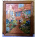 A SPECTACULAR EARLY 1900 OIL PAINTING ON BOARD IN IT'S ORINAL SOLLID WOOD FRAME -