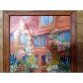 A SPECTACULAR EARLY 1900 OIL PAINTING ON BOARD IN IT'S ORINAL SOLLID WOOD FRAME -