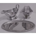 TWO Gravy Sauce Boat Bowl With Handle - ONE MARKED ALOE STAINLESS STEEL