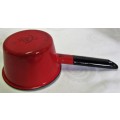 Vintage Red Enamelware Small Sauce Pan with handle - great for camping