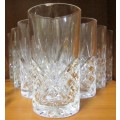 TEN SOMERSET HAND CUT LEAD CRYSTAL TALL TUMBLER GLASSES IN MINT CONDITTION