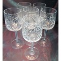 SIX SOMERSET HAND CUT LEAD CRYSTAL WINE GLASSES IN MINT CONDITTION