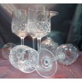 SIX SOMERSET HAND CUT LEAD CRYSTAL WINE GLASSES IN MINT CONDITTION