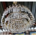 This is French Style basket style brass like & crystals ex large 6 bulp chandelier. Tested & Working