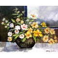A LOVLEY FLORAL OIL ON BOARD SIGNED BY BY DEE