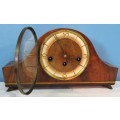 A BEAUTIFUL ANTIQUE FAUY GERMAN MANTEL CLOCK - CHIME EVERY 15 MIN TESTED & SERVICED WITH A KEY
