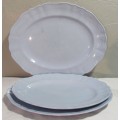 Three Vintage J&G MEAKIN sol Celeste Pastel Blue Large' Medium and Small Serving plate/ Platter Dish