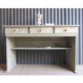 A TRENDY SHABBY CHIC DESK WITH THREE DRAWERS -