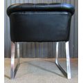 A ELGANT & STYLISH BAKOS BROTHERS STAINLESS STEEL AND FOW LEATHER OCASIONAL CHAIR