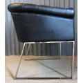A ELGANT & STYLISH BAKOS BROTHERS STAINLESS STEEL AND FOW LEATHER OCASIONAL CHAIR