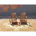 Pair of Kiddies Chairs with rattan back in sollid Imbuia