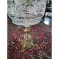 Antique French Hand cut crystal and brass compote Bowl