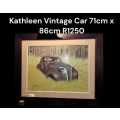 Vintage Car behind glass & framed by Kathleen R1250 H 71cm x L 86cm
