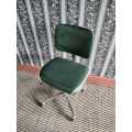 Vintage Mid Century Chrome Green Vinyl Swivel Chairs 1950s New upholstery