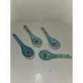 Chinese Wan Shou Longevity Pattern Turquoise Porcelain Rice Spoon