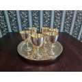 Elegant Set of 6 Silver plated Goblets with a Tray