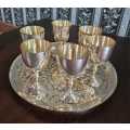 Elegant Set of 6 Silver plated Goblets with a Tray