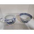 Antique Yuan blue and white china Creamer & Sugar bowl by Wood and Sons
