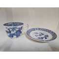 Antique Yuan blue and white china Demitasse Cup & Saucer by Wood and Sons