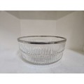Lovely Salad Bowl  with a silver plated trim +/- 24cm x 24cm x 10cm
