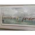 Ascot Heath Vintage Framed Horse Picture Behind Glass 39 x 80cm