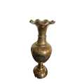 Vintage Brass Fluted Vase, Elegant with Etched Design Boho Decor