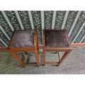 Pair of solid wood vintage bar chairs 76x33x33cm