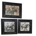 Set of 7 Rustic Framed Horse Pictures