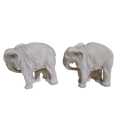 Pair of heavy bisque? elephants with babies figurine