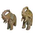 Pair of heavy Hand Carved Stone elephants